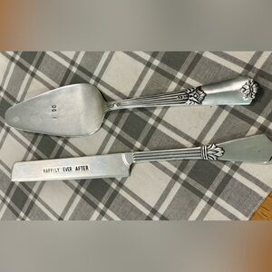Silver Engraved Knife and Spoon Set